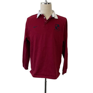 Nike SB Men's XL Red Rugby Polo Shirt White Collar and Chest Logo Long Sleeves